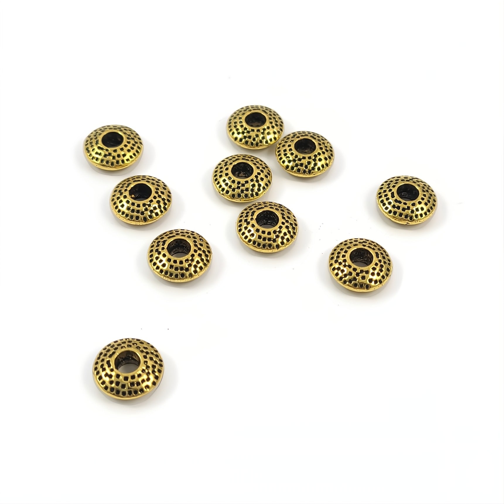 10 Perles rondelles en métal 8mm - Sans nickel, sans plomb et sans cadmium