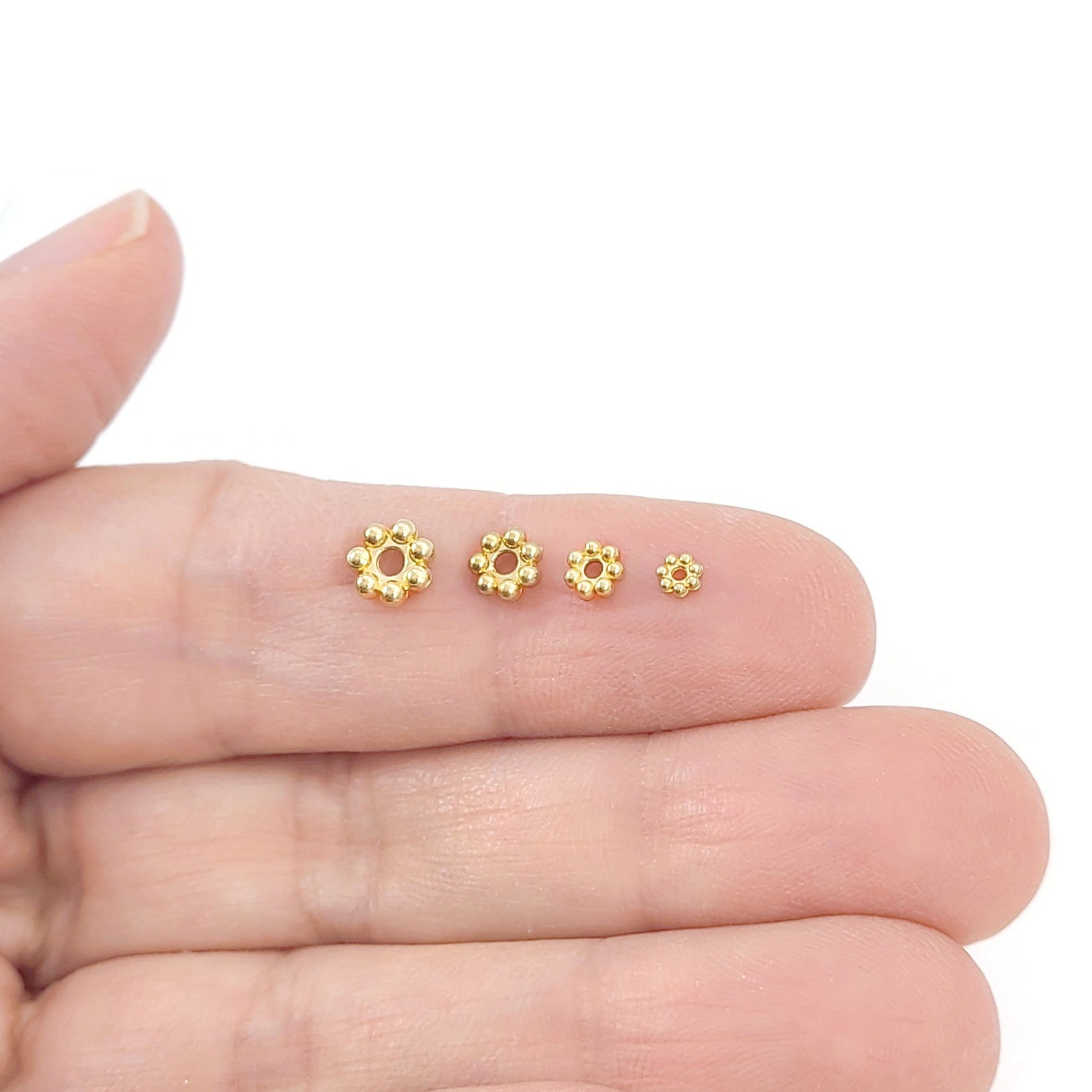 5 perles d'espacement marguerite en acier inoxydable
