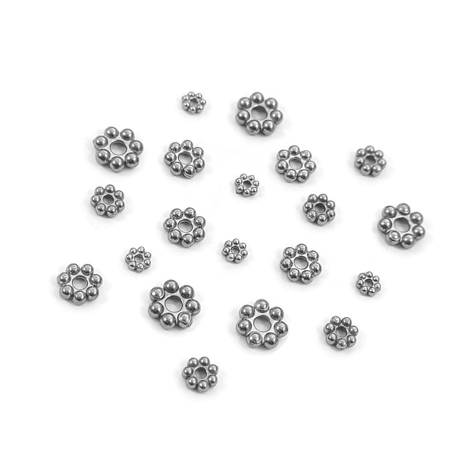 5 perles d'espacement marguerite en acier inoxydable