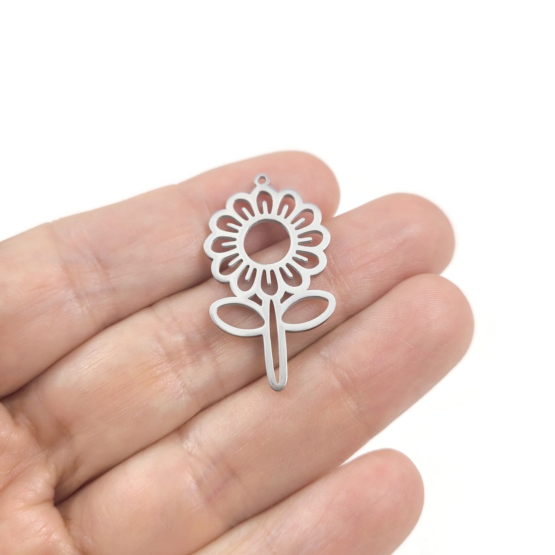 1 pendentif tournesol en acier inoxydable