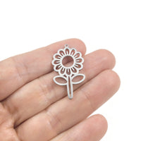 1 pendentif tournesol en acier inoxydable