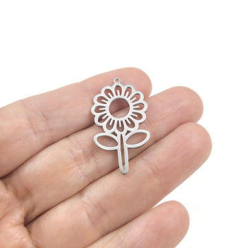 1 pendentif tournesol en acier inoxydable