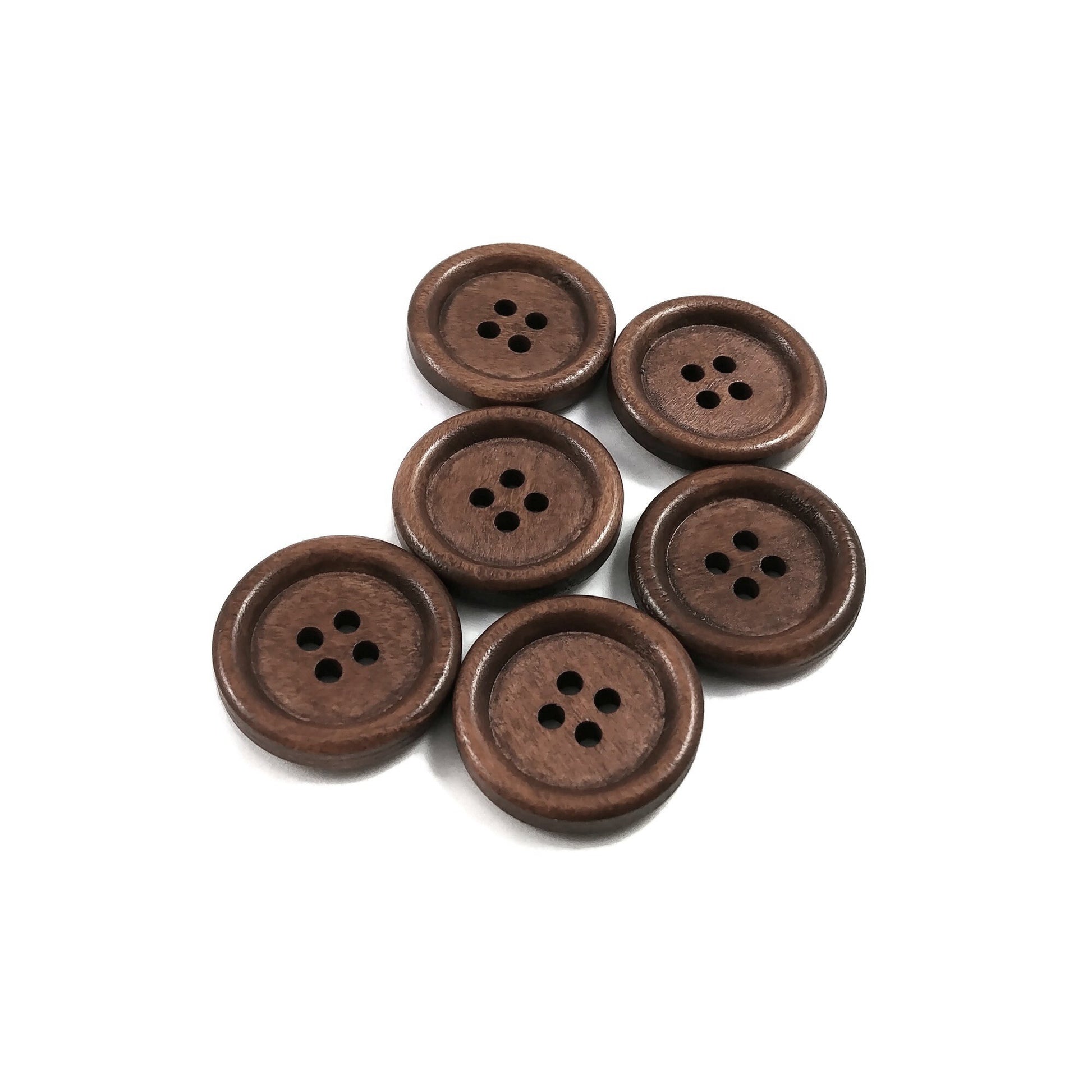 20mm wooden buttons - Dark brown, brown or natural