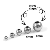 50 Round stainless steel spacer beads - 5 sizes available