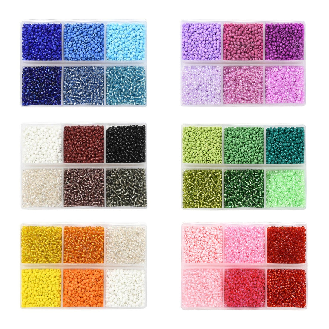 Kit de perles de rocaille en verre 2mm, Assortiments de 4500pcs
