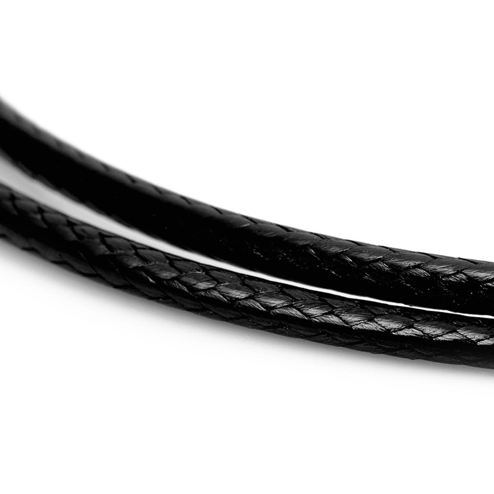 1 collier cordon polyester ciré noir 1,5mm