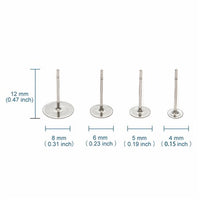 Stainless steel earring posts - 4mm, 5mm, 6mm, 8mm, 10mm - Bulk lots