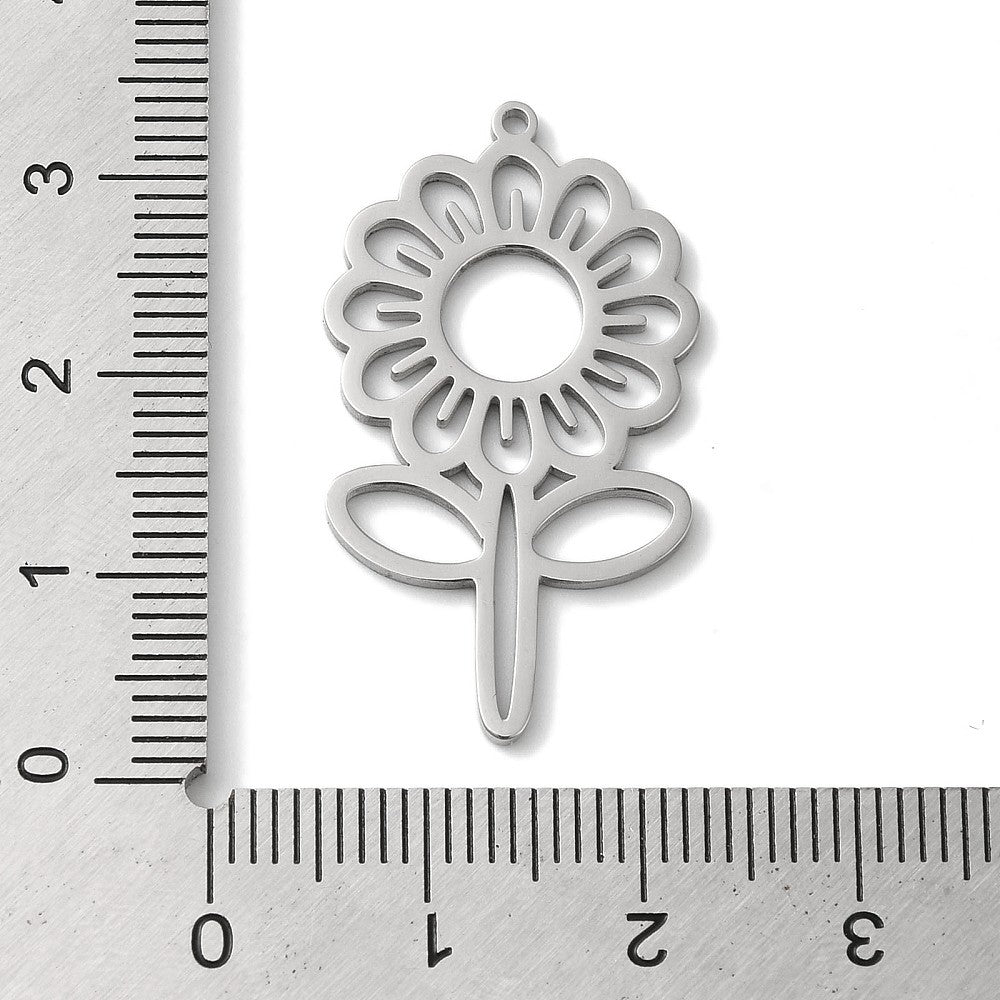 1 pendentif tournesol en acier inoxydable