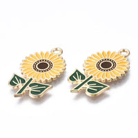 1 Sunflower enamel charms