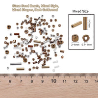 Bronze glass seed bead grab bag, Mixed shapes