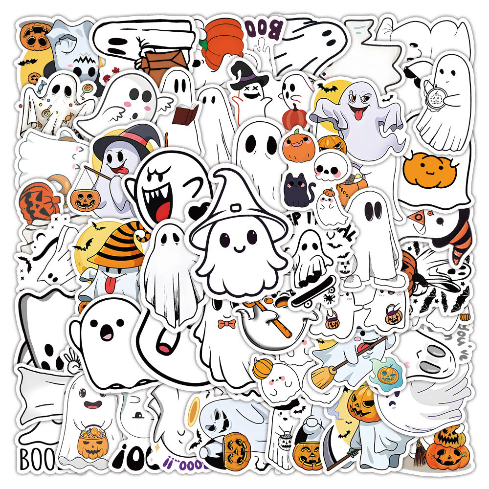 50 halloween ghost vinyl sticker pack