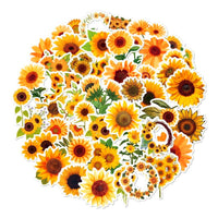 50 autocollants tournesols en vinyle