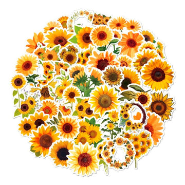 50 autocollants tournesols en vinyle