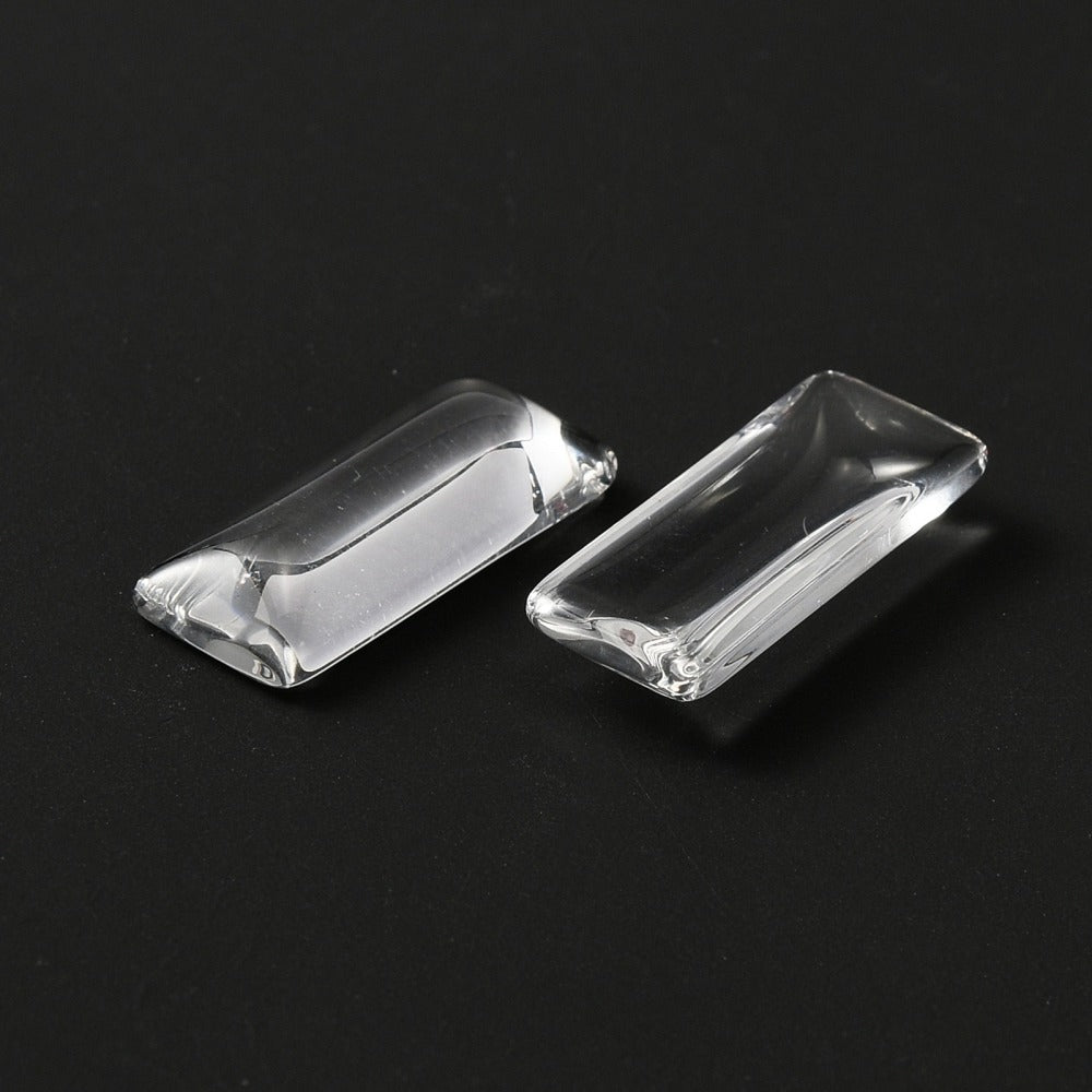 1 Rectangle Clear Glass Cabochon