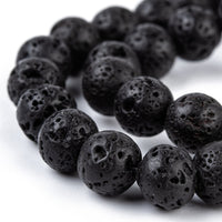 Natural black lava beads