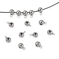 10 perles en acier inoxydable de 6mm avec anneaux