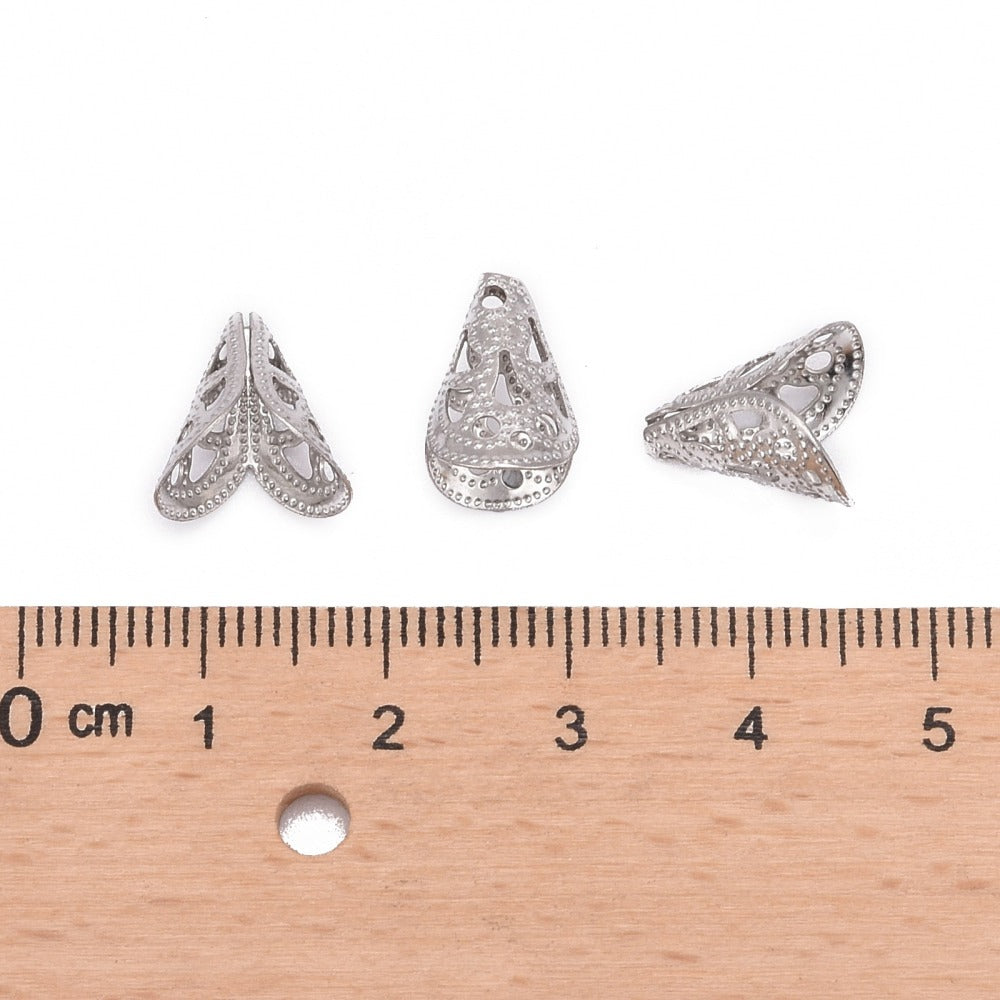 10 surgical steel cone bead caps 12mm