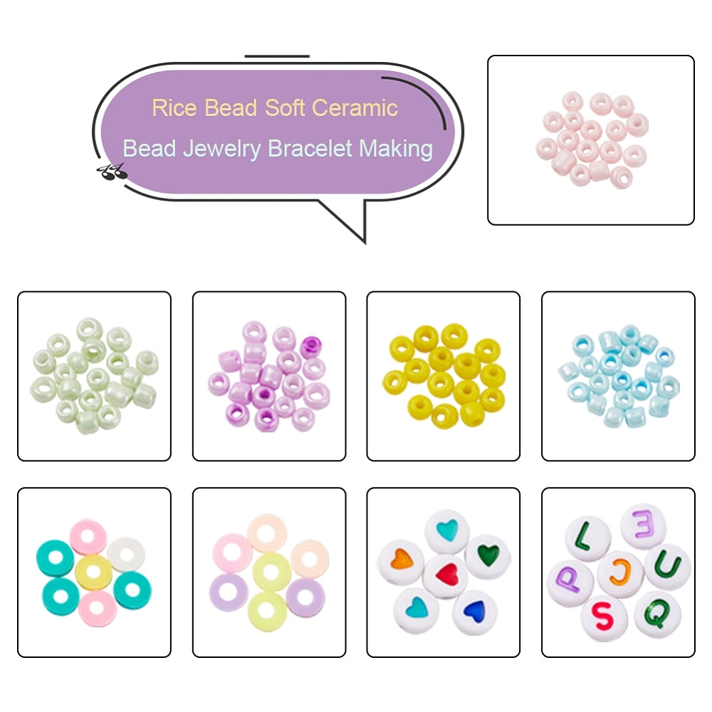 Pastel beads kit, Rainbow shaped box, Assorted acrylic and glass seed beads