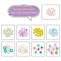 Pastel beads kit, Rainbow shaped box, Assorted acrylic and glass seed beads