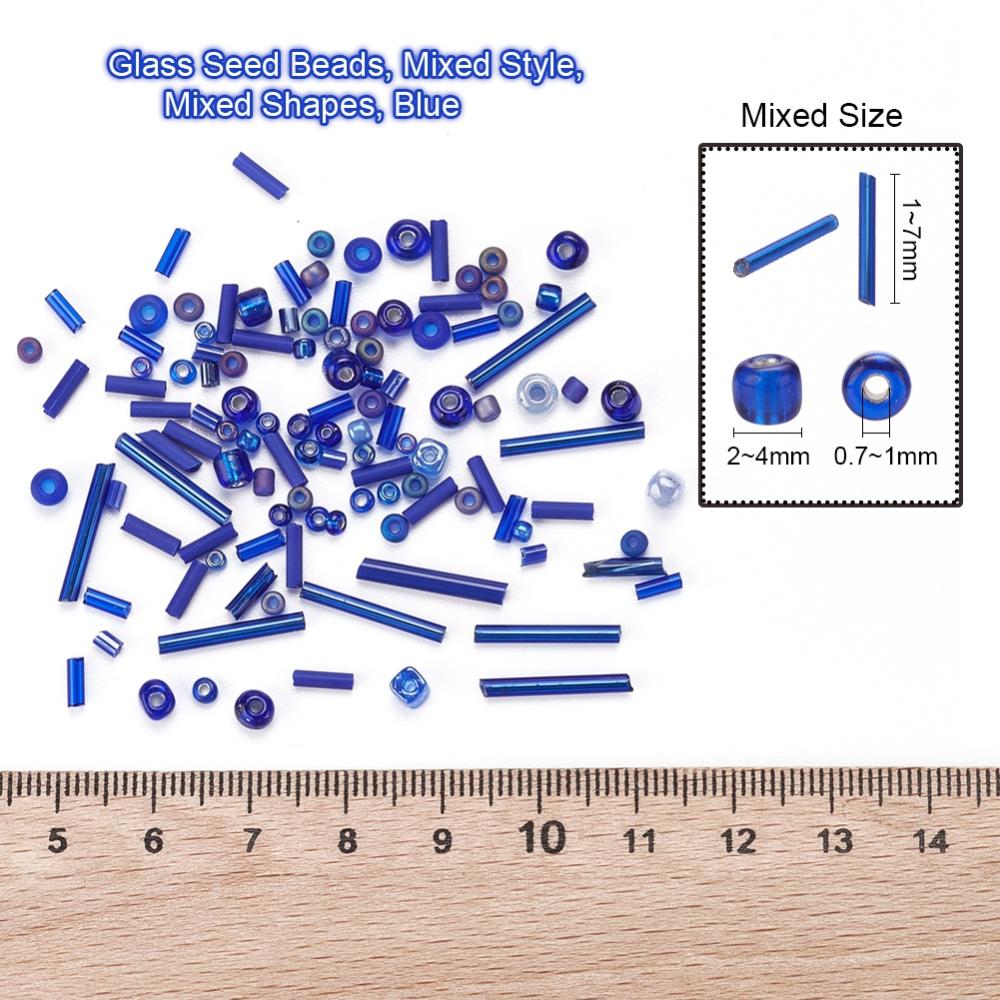 Perles de rocaille en verre - BLEU - Assortiment de formes et grandeurs