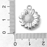1 breloque tournesol 15mm en acier inoxydable