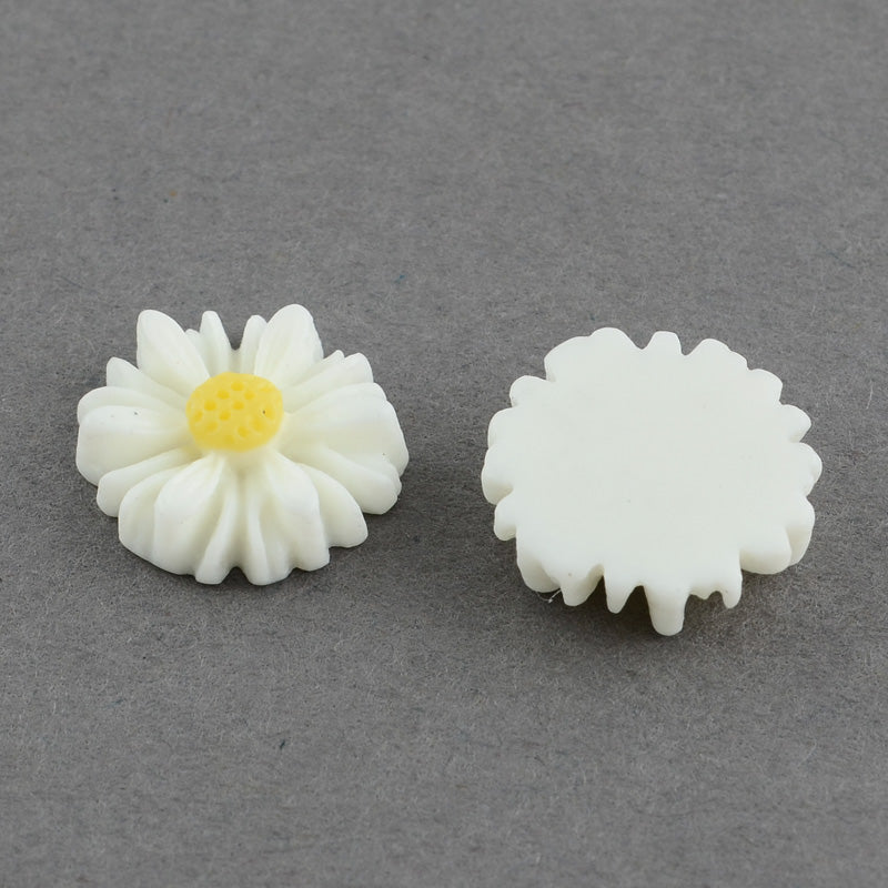 White daisy resin flatback cabochons