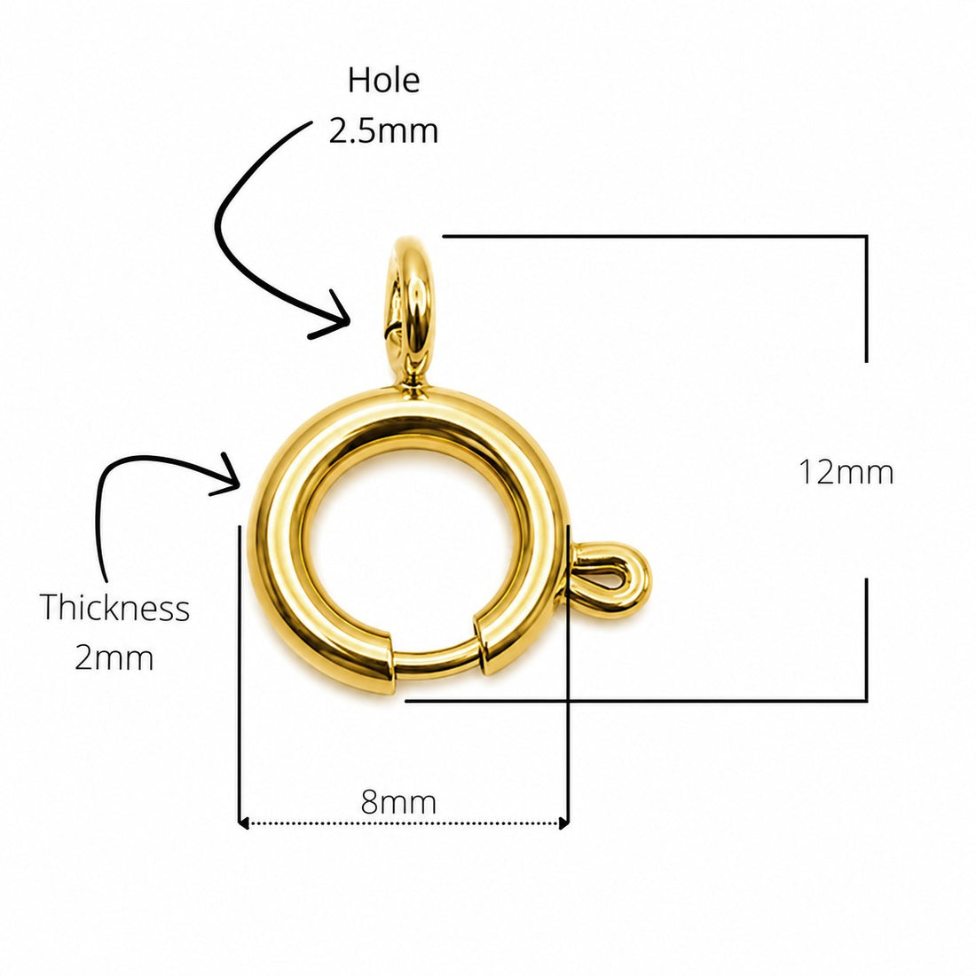 1 PVD gold plated stainless steel spring ring clasp