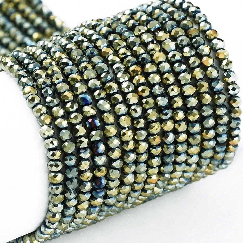 Tiny faceted beads 2mm, Metallic seed bead