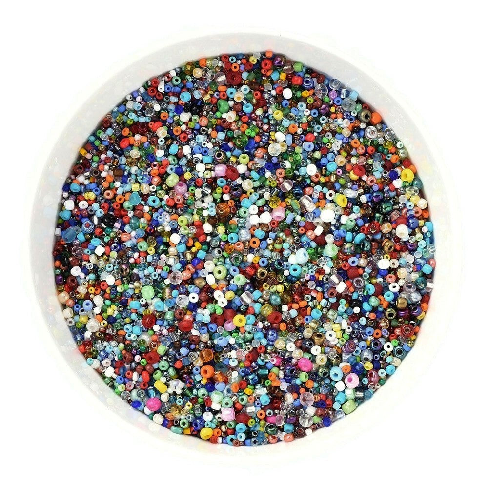 Mélange de perles de rocaille, Méli-mélo de couleurs et grandeurs, 60g