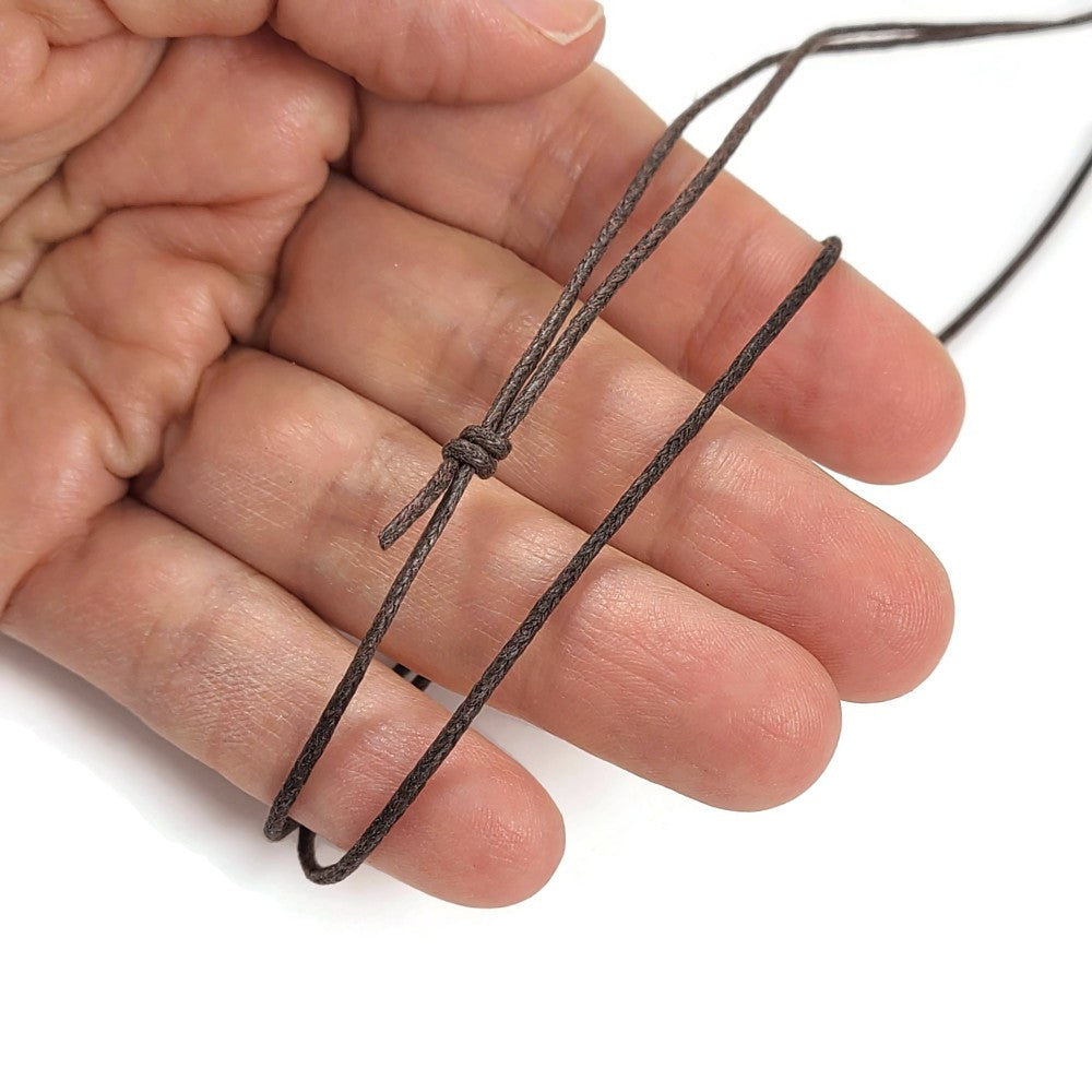 5 Adjustable cord necklaces, Brown waxed cotton string 1mm
