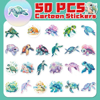 50 autocollants tortues en vinyle