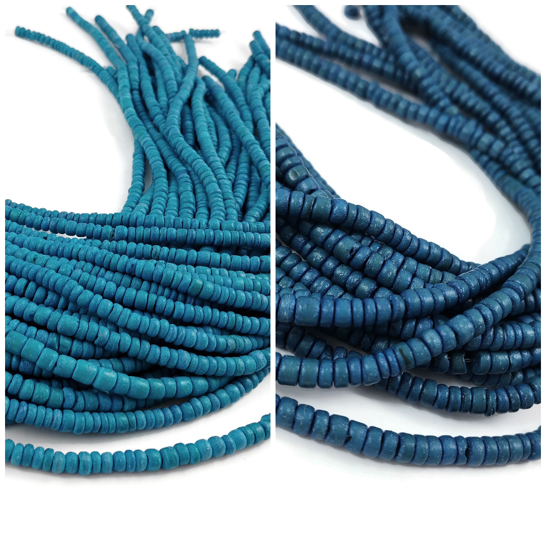 Blue coconut rondelle beads 5mm