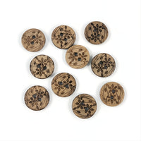 10 Brown Coconut Shell Buttons 15mm -  Wildflowers