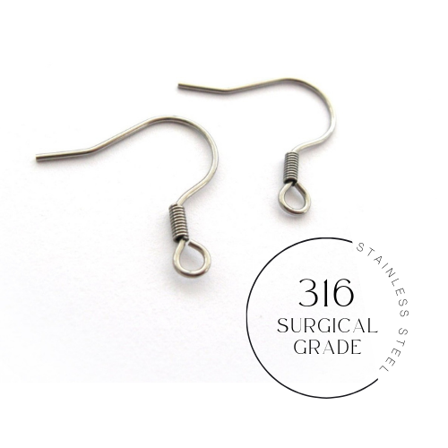 Surgical steel french earring hooks 50pcs (25 pairs) Hypoallergenic & Tarnish free