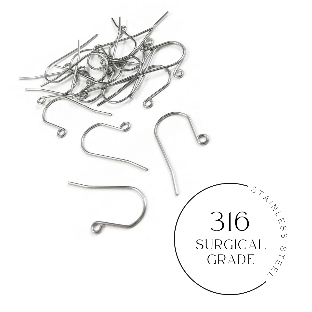 Surgical stainless steel hooks, Minimalist earring findings