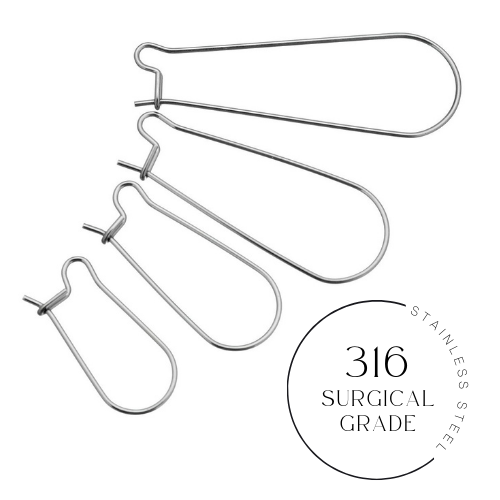 Stainless steel kidney earring hooks 50pcs (25 pairs) Surgical Stainless Steel