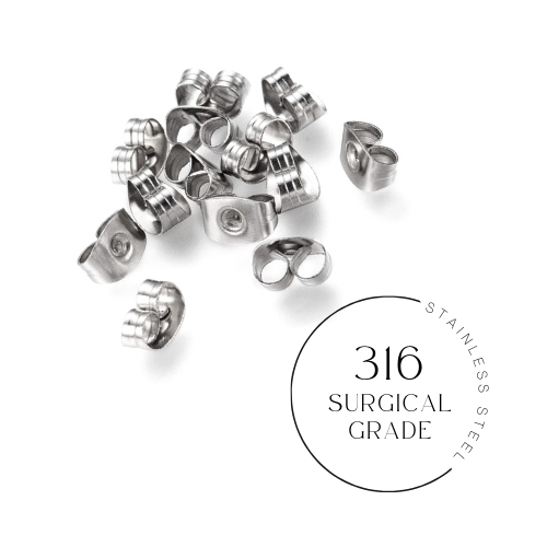 316 Surgical stainless steel earring backs Hypoallergenic findings