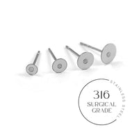 50 Tiges pour boucle d'oreille en acier inoxydable chirurgical -  plaque de 3mm, 4mm, 5mm, 6mm