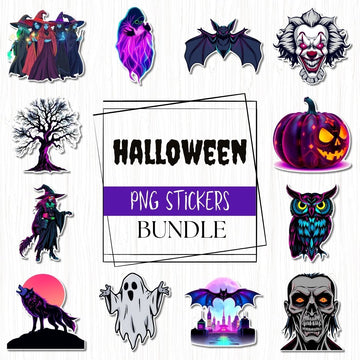 Halloween - Lot de 12 autocollants PNG