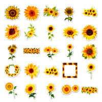 50 autocollants tournesols en vinyle