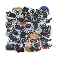 50 cute black cat vinyl sticker pack