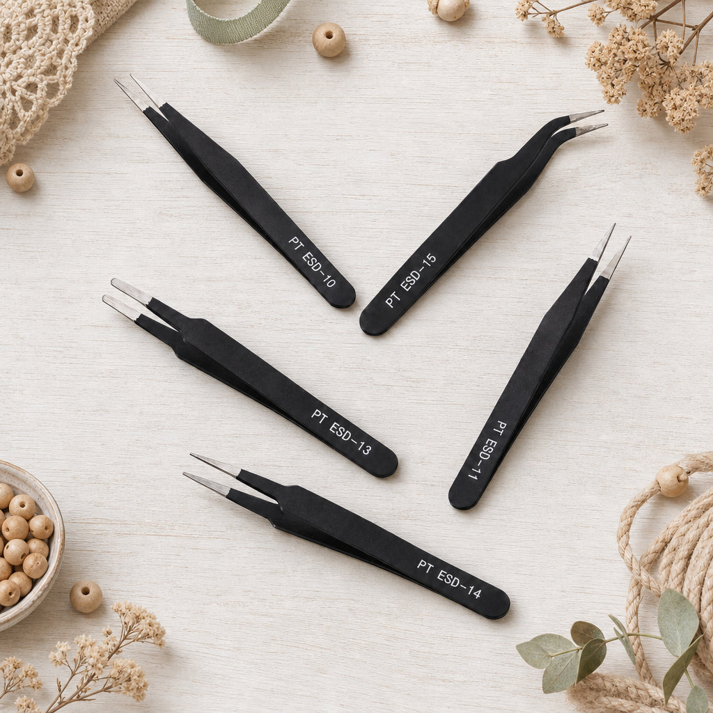 6pcs Tweezers Set for Jewelry, Beads & DIY Crafts