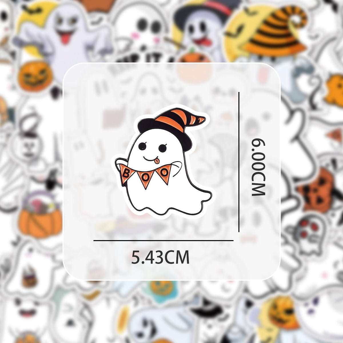 50 halloween ghost vinyl sticker pack