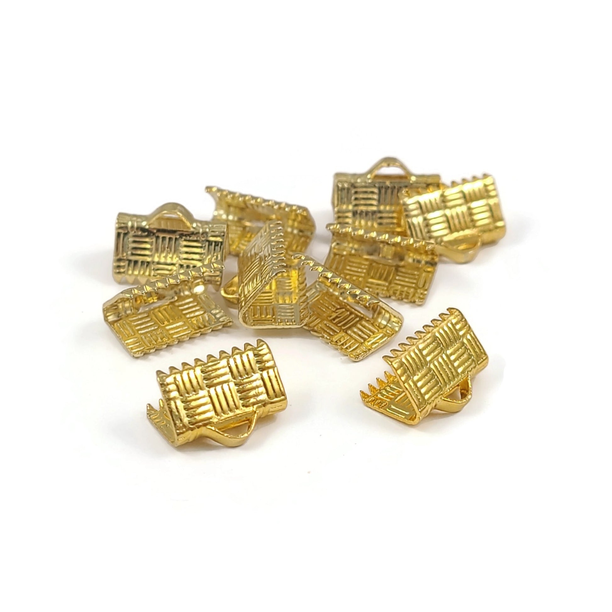 10 fermoirs griffes en laiton or texturé