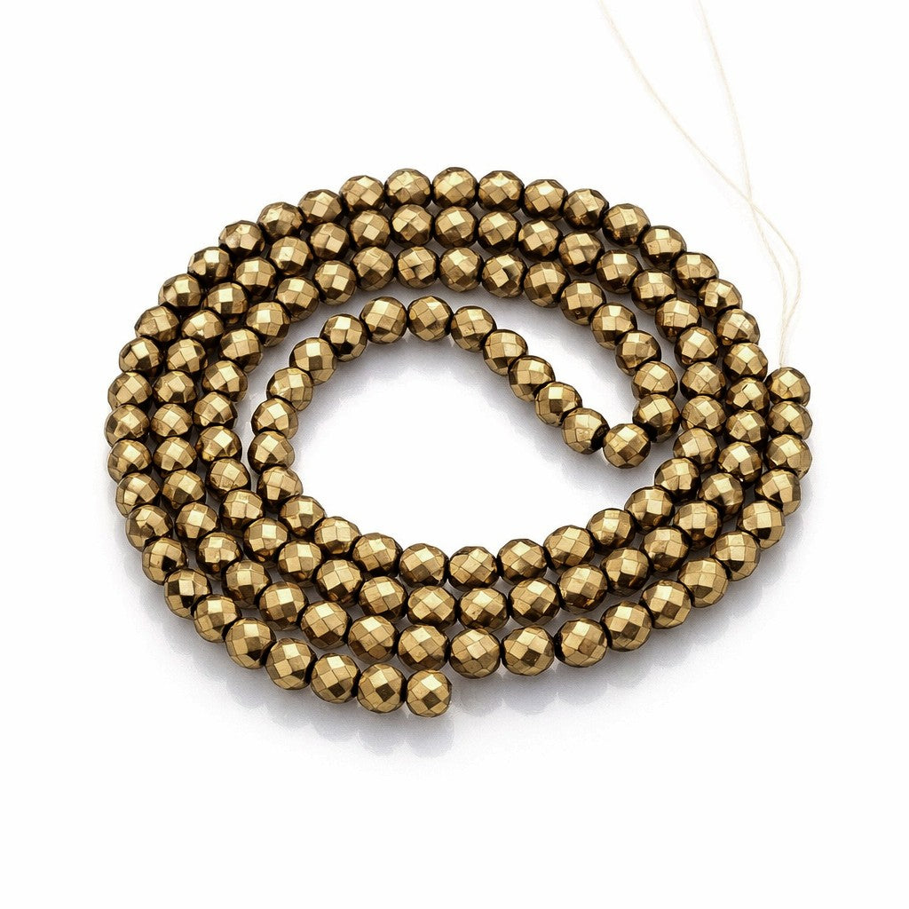 Gold Electroplated Faceted Glass Beads