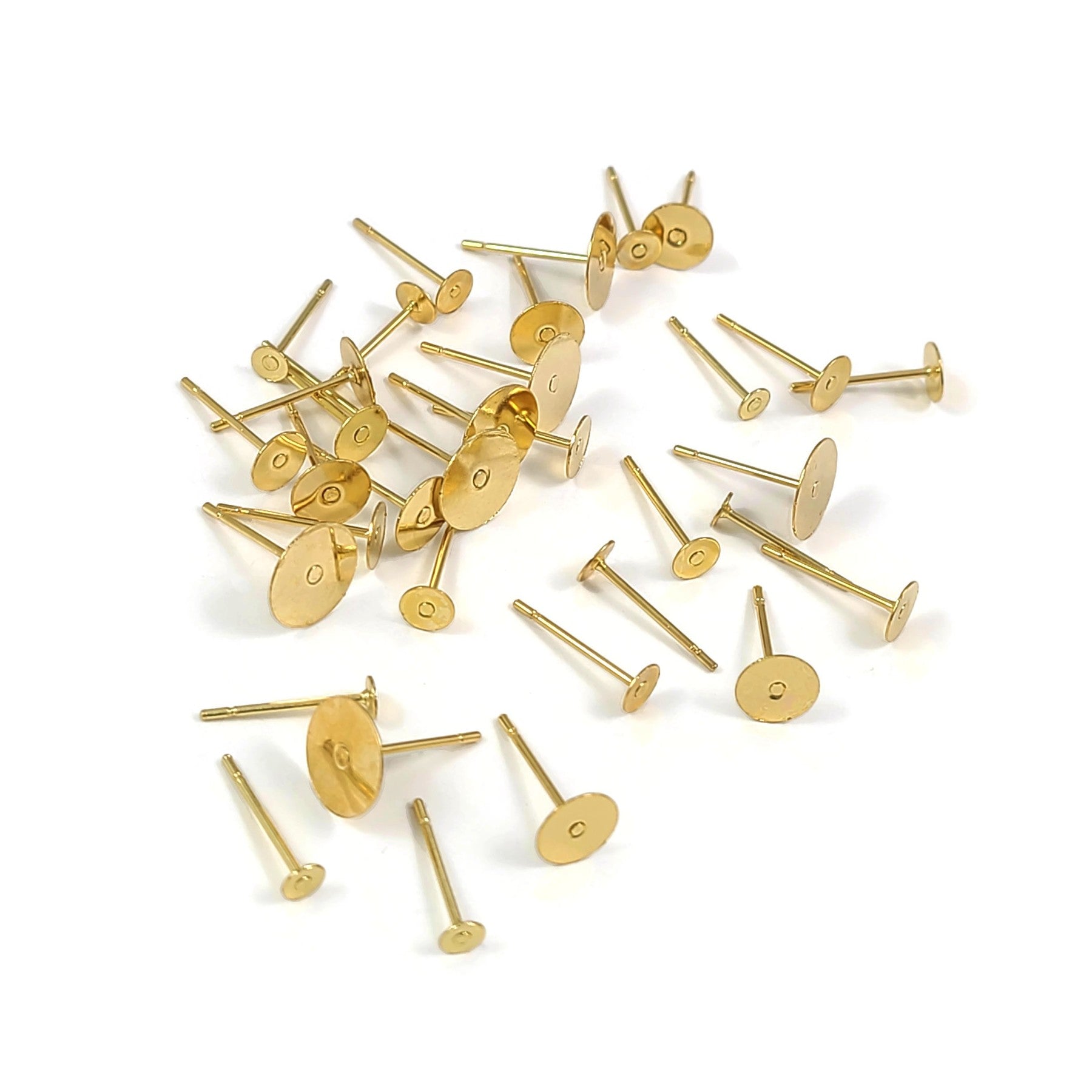 50 Gold Stainless Steel Flat Pad Stud Earring Posts