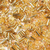 Golden glass seed bead grab bag, Mixed shapes