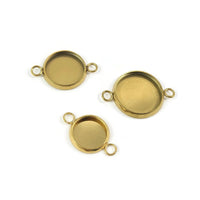 5 Gold stainless steel cabochon connector settings