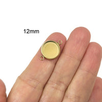 5 Gold stainless steel cabochon connector settings