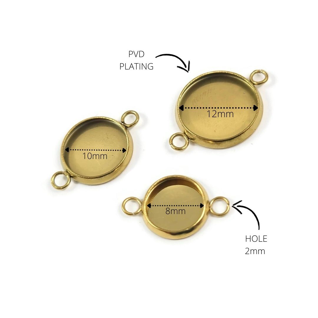 5 Gold stainless steel cabochon connector settings